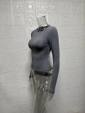 Solid Color Round Neck Slim Fit Long Sleeve T-Shirt Top