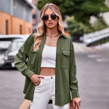 Casual Double Pockets and Single Button Closure Long-Sleeved Shirt