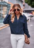 Casual Double Pockets and Single Button Closure Long-Sleeved Shirt