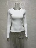 Solid Color Round Neck Slim Fit Long Sleeve T-Shirt Top