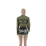2023 Autumn/Winter Motorcycle Style Detachable Jacket Mini Skirt Two Piece Set