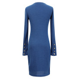 Long Sleeves Buttoned Sexy Bodycon Dress