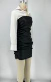 Shirt and Leather Skirt Patchwork Punk Style Dress