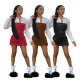Shirt and Leather Skirt Patchwork Punk Style Dress