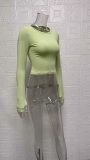 Women'S T-shirt Long Sleeve T-Shirts Patchwork Fashion Solid Color