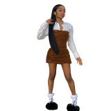 Shirt and Leather Skirt Patchwork Punk Style Dress