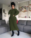 Winter Solid Color Long Sleeve Fringed Sweater Dress