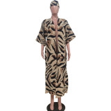Casual Knitted Leopard Print Cardigan Jacket With headscarf