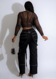 Bring The Fun Casual denim Cargo Pants Black/Blue
