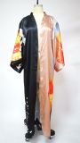 Summer Cardigan Satin Open Front Long Kimono Swimsuit Cover Ups Imitation Silk Robe Plus Size