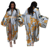 Summer Cardigan Satin Open Front Long Kimono Swimsuit Cover Ups Imitation Silk Robe Plus Size