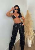 Bring The Fun Casual denim Cargo Pants Black/Blue