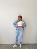 Casual Velvet Zipper Long Sleeves Pockets Sweatshirts Two Pieces