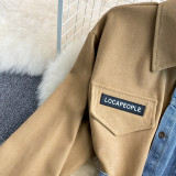 Denim Patchwork Spring Autumn Irregular Long Sleeve Women Dress with Belt