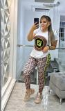 Fashion Short Sleeve Printed Sportswear Two Piece Set