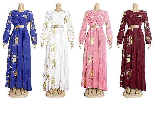 Muslim Dresses Women Fashion Kaftan Boubou Chiffon Dress Butterfly Print Long Sleeve Ankara Dashiki Party Gown