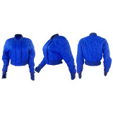 Star Embossed Thumb Buckle Padded Warm Jacket