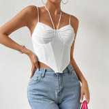 Fishbone Rhombus Design Mesh Camisole