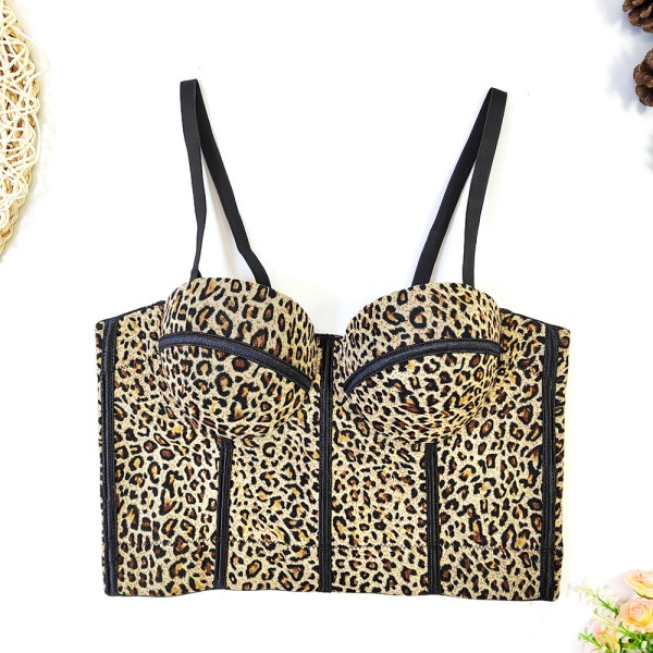 Seductive Leopard Print Built-in Padding Crop Top