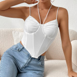 Fishbone Rhombus Design Mesh Camisole