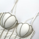 Beaded and Rhinestone Detailing Dazzling Fishbone Bustier