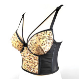 Sparkling Mesh and Velvet Beaded Embroidery and Sexy Straps Crop Top