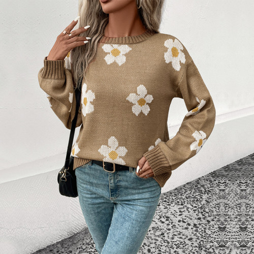 Autumn/Winter Women's Long Sleeve Jacquard Sweater