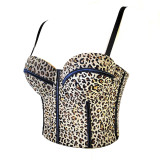 Seductive Leopard Print Built-in Padding Crop Top