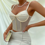 Sexy Steel Ring Fishbone Mesh Waist Tightening Corset Vest