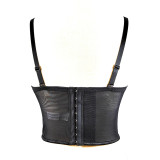 Sparkling Mesh and Velvet Beaded Embroidery and Sexy Straps Crop Top