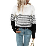 Women's Sweater Solid Striped Crew Neck Jumper