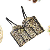 Seductive Leopard Print Built-in Padding Crop Top
