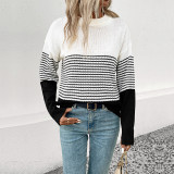 Women's Sweater Solid Striped Crew Neck Jumper