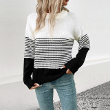 Women's Sweater Solid Striped Crew Neck Jumper