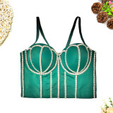 Beaded and Rhinestone Detailing Dazzling Fishbone Bustier