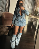 Sexy Multi-pocket Washed Denim Dress
