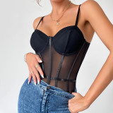 Solid Color Sheer Butt-Lifting Bodysuit