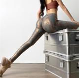 Elastic Bronzing Women's High Waist Sports Leggings Butt Lifting Gym Fitness Running Yoga Pants