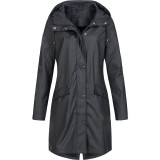 Womens Outdoor Mountaineering Jacket Plus Size Casual Long Ladies Hooded Trench Zip Up Pocket Windbreaker