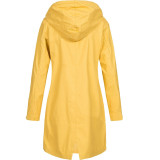 Womens Outdoor Mountaineering Jacket Plus Size Casual Long Ladies Hooded Trench Zip Up Pocket Windbreaker