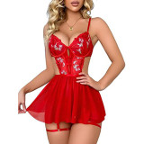 Women's Sheer Embroidered Mesh Cutout Perspective Cami Sleep Lingerie