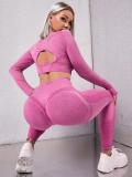 Seamless Peach Tight Yoga Suit Set Sports Running Fitness Clothes Two-piece Set