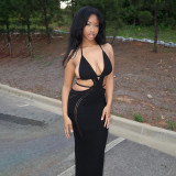 Backless V-neck Tie-waist Beach Dress