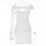 Sexy One-shoulder Tight-fitting Backless Waist-cinching Dress.