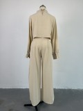 Loose Half Turtleneck Long-sleeved Top and Wide-leg Pants Casual Set