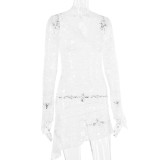 Sexy V-neck Flared Sleeves Slim Fit Lace Dress
