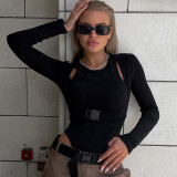Autumn New Arrival Faux Two-Piece Long Sleeved Slim Fit Sexy Bodysuit
