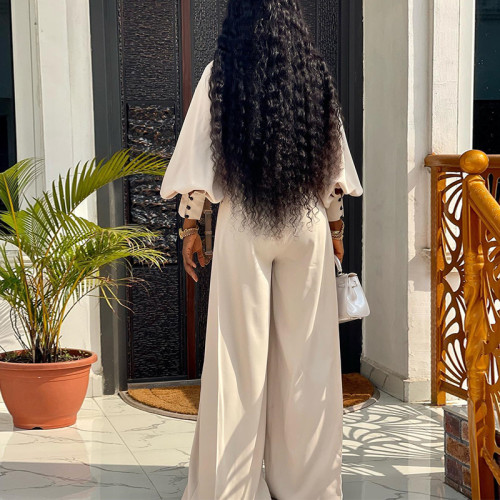 Loose Half Turtleneck Long-sleeved Top and Wide-leg Pants Casual Set
