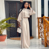Loose Half Turtleneck Long-sleeved Top and Wide-leg Pants Casual Set