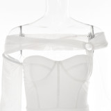 Sexy One-shoulder Tight-fitting Backless Waist-cinching Dress.